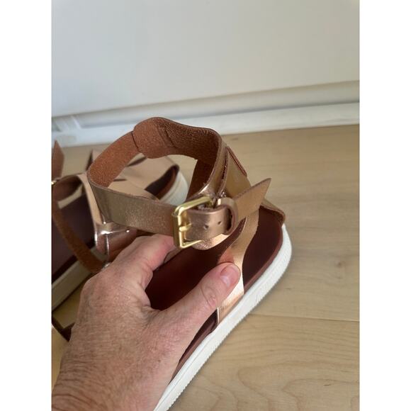 MIA Women's Ellen Round Toe Metallic Flat Sandal Ankle Strap Leather Copper S 10 - Picture 7 of 12